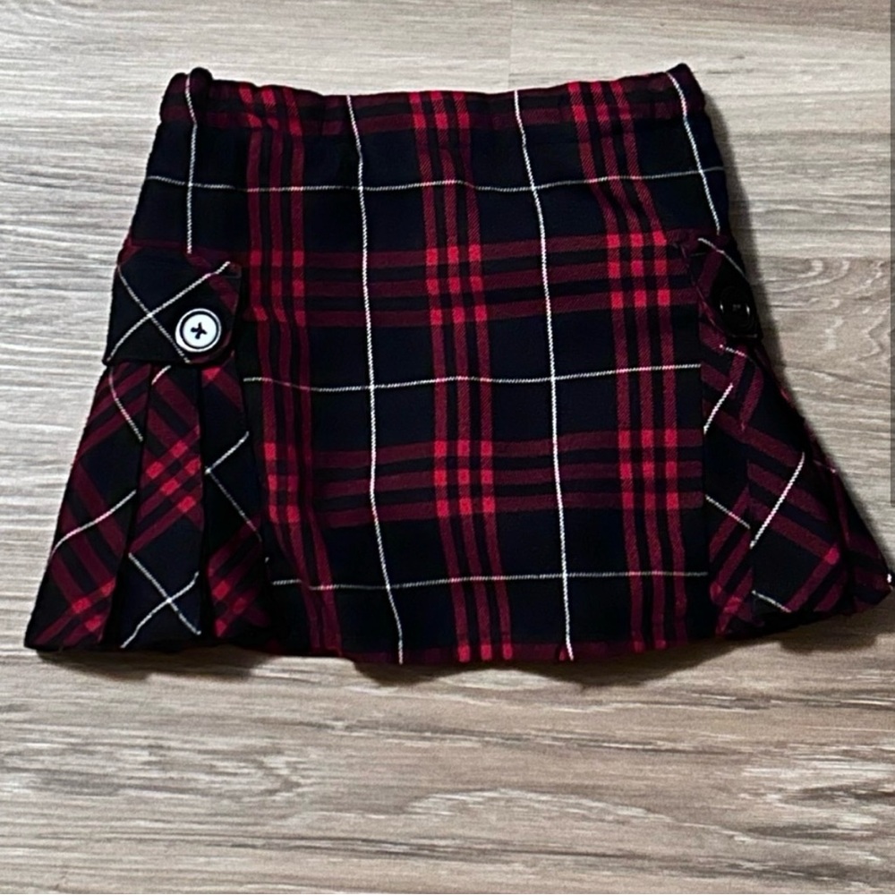 Lands End Girls Side Pleat Skort Classic Navy & Red above knee